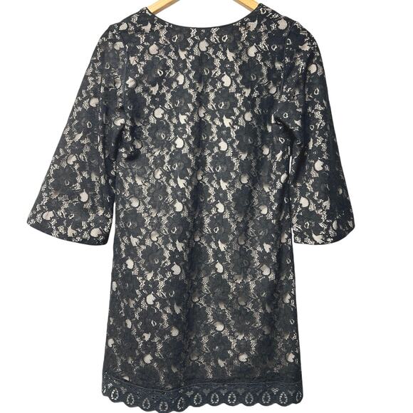 Corey Lynn Calter Black Floral Lace Overlay Mini Sheath 3/4 Sleeve Dress Size 4 - Picture 2 of 5